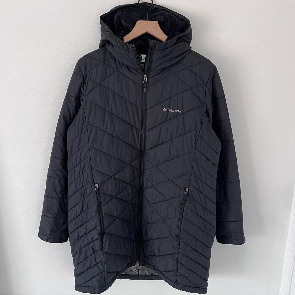 ❄️ Columbia Heavenly Long Hooded Parka Omni Heat Black Coat Women’s size XL